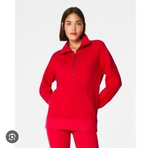 SPANX Red Long Sleeve 1/2 Zip Tunic